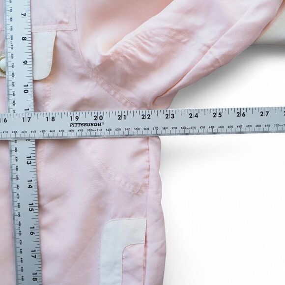 Hunt Club Vintage 80s 90s Silk Full Zip Jacket Pale Pink / Cream Women's M - Picture 5 of 8